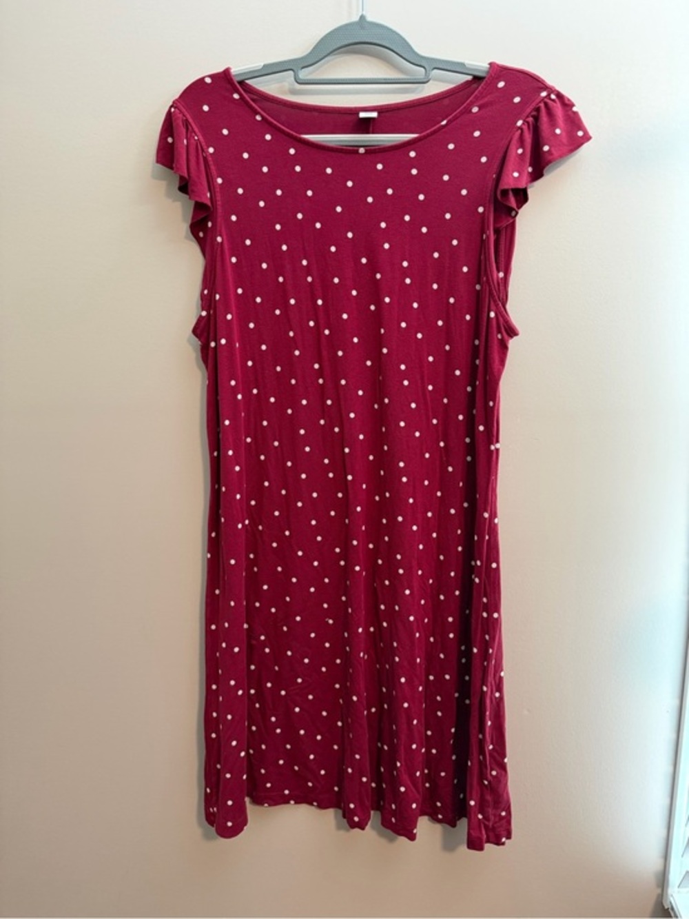 Old Navy Burgundy Polka Dot Flutter-Sleeve Dress
